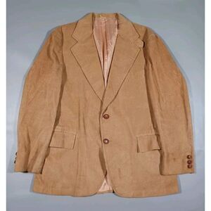 JC Penney Blazer Mens 44 R Brown Corduroy Jacket 2 Button Vintage
